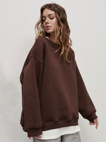 Feminine Round neck polar fleece loose sweatshirt