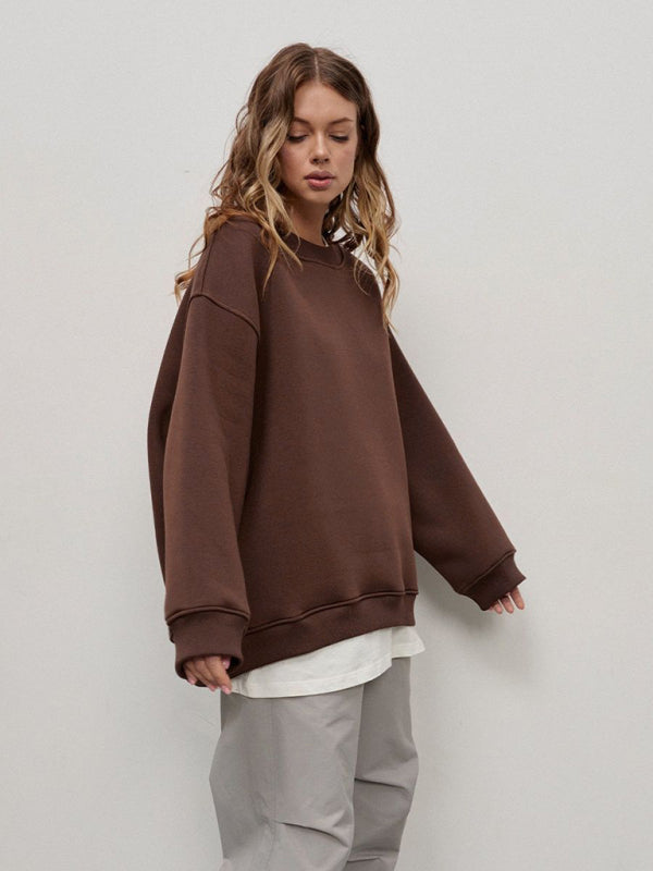 Feminine Round neck polar fleece loose sweatshirt