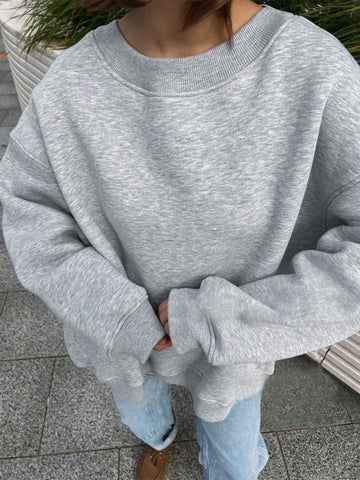 Feminine Round neck polar fleece loose sweatshirt