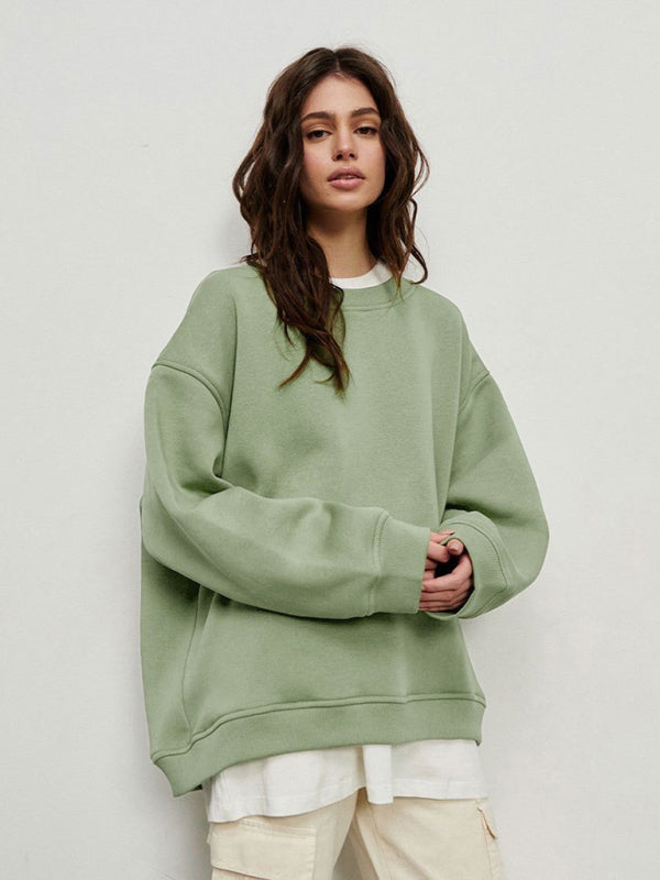 Feminine Round neck polar fleece loose sweatshirt