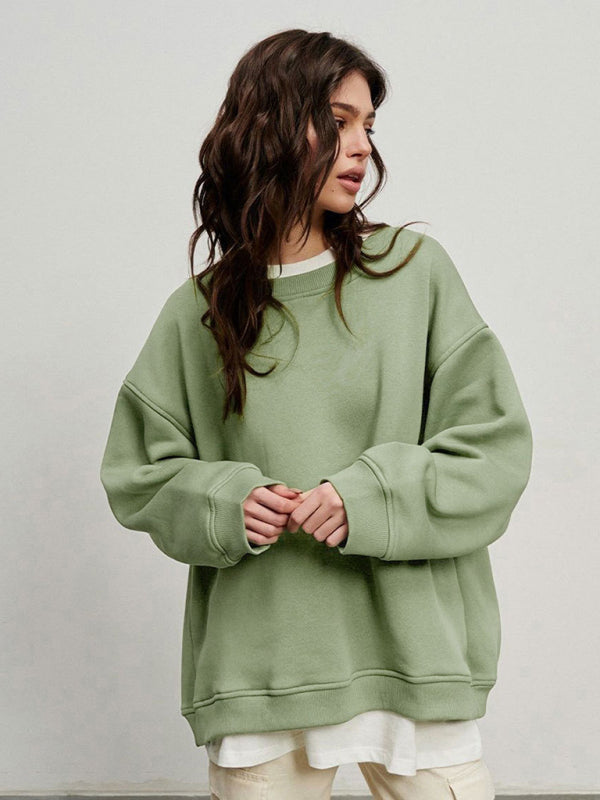 Feminine Round neck polar fleece loose sweatshirt