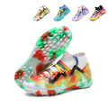 Hight Sock TF Turf Soccer Cleats, Rainbow Gradient Laces Tie-Dye Synthetic Football Boots, Wavy Dot Graphic Lightweight Training Athletic Shoes for Indoor Courts & Short Artificial Turf-zushneg-X807