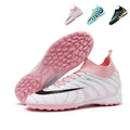 Hight Sock TF Turf Soccer Cleats, Lace-Up Breathable Perforated Wave Synthetic Football Boots, Metallic Gradient Curved Streamline Knit Sock Ankle Lightweight Training Athletic Shoes for Indoor Hard Courts & Short Artificial Turf-zusheng698