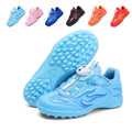 Turf Soccer Cleats, BOA Rotary Knob Auto Quick Lace Waterproof Synthetic Leather Football Shoes, Gradient Flame Lightning Crack Youth Training Athletic Boots for Indoor Courts & Short Artificial Turf-zusheng6177