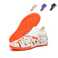 Turf Soccer Cleats with Knit Sock Collar, Abstract Graffiti Print Football Shoes, Non-Slip Training Sneakers for Artificial Turf-Yinzu2805-1