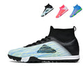 High-Top TF Turf Soccer Cleats, Gradient Streamlined Print Football Shoes, Breathable Knit Athletic Sneakers for Artificial Turf-Hxh805L-1