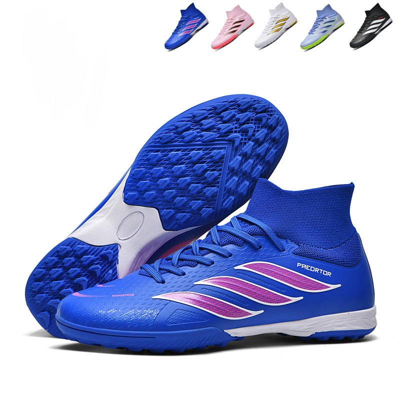 Turf Soccer Cleats, Predator Inspired High-Top Knit Football Shoes, Breathable Anti-Slip Athletic Training Sneakers for Artificial Turf-Hxh2703-1