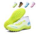 High Sock TF Turf Soccer Cleats, Lace-Up Gradient Linear Stripe Synthetic Football Boots, Double Ring Logo Lightweight Training Athletic Shoes for Indoor Courts & Short Artificial Turf-zusheng-X806-1