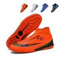 High-Top Turf Soccer Cleats, Artificial Grass Football Shoes, Breathable Knit Collar Training Sneakers (Multiple Colors)-Yinzu791