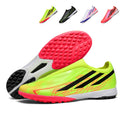 Laceless Slip-On TF Turf Soccer Cleats, Stretch Knit Sock Collar Micro Rib Synthetic Football Boots, Gradient Three Stripes Lightweight Training Athletic Shoes for Indoor Hard Courts & Short Artificial Turf-zusheng2722