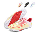 Low Cut TF Turf Soccer Cleats, Lace-Up Grid Embossed Synthetic Football Boots, Curved Gradient Streamline M Circle Logo Lightweight Training Athletic Shoes for Indoor Hard Courts & Short Artificial Turf-zusheng7168
