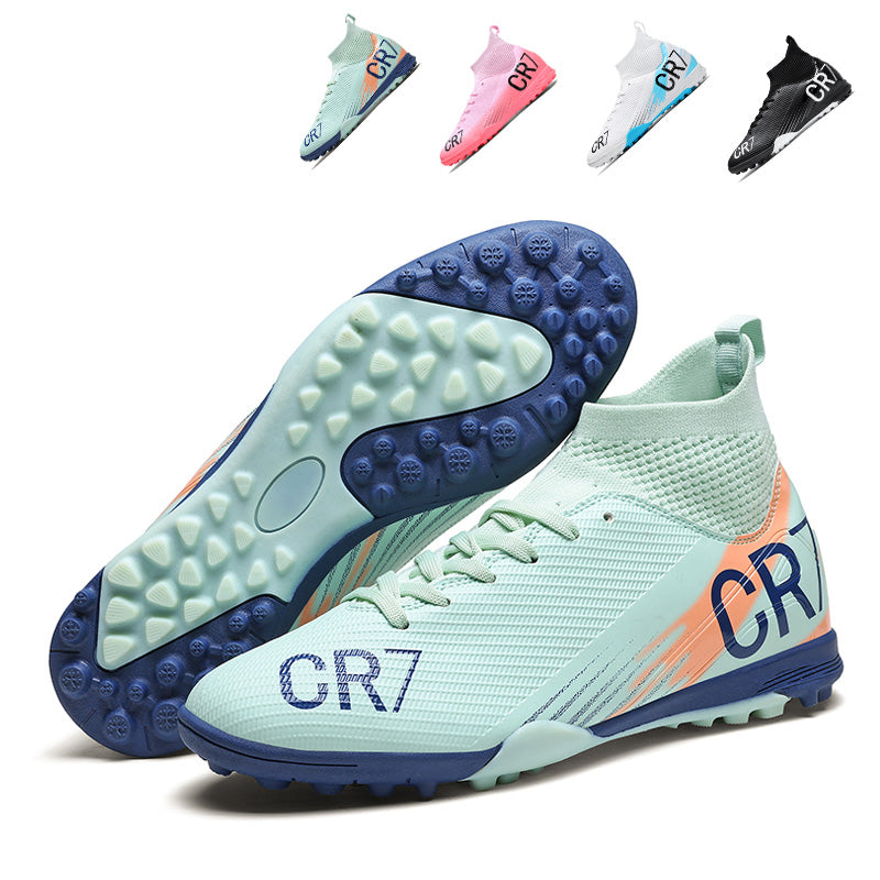 High-Top TF Soccer Cleats CR7 - Turf Football Boots, Breathable Sock Collar Athletic Soccer Shoes, Non-Slip Spikes Training Sneakers for Youth & Adults-Yinzu2606-1
