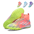 High Sock TF Turf Soccer Cleats, Lace-Up PAC Speed Gradient Print Synthetic Football Boots, Breathable Knit Sock Ankle Lightweight Training Athletic Shoes for Indoor Hard Courts & Short Artificial Turf-zusheng-X2208-1