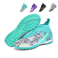 Turf Soccer Cleats, High-Top Knit Football Shoes, Breathable Anti-Slip Athletic Training Sneakers for Artificial Turf-Hxh2613-1