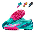 Laceless Slip-On TF Turf Soccer Cleats, Gradient 3-Stripes Knit Sock Collar Synthetic Football Boots,  Printed Lightweight Training Athletic Shoes for Indoor Hard Courts & Short Artificial Turf-zusheng2410-3