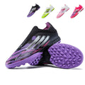 Turf Soccer Cleats, Laceless Slip-On Football Shoes with Gradient Three-Stripe F50 Graphic Print, Breathable Lightweight Athletic Boots for Indoor Courts Artificial Turf Training-zusheng-X2010-1