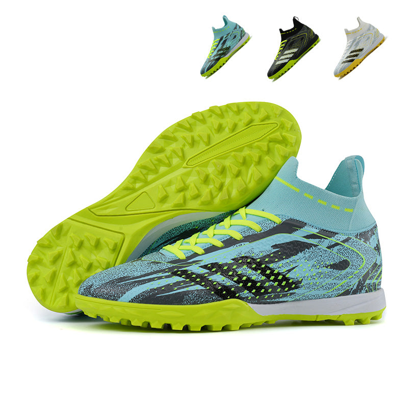 High Top TF Soccer Cleats, Professional Turf Football Shoes, Breathable Knit Ankle Support Non-Slip Rubber Studs Training Sneakers for Artificial Grass-zhuoshi772-2