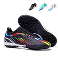 Low Knit Collar TF Turf Soccer Cleats, Lace-Up Breathable Woven Mesh Gradient Diamond Dot Football Boots, Rainbow Gradient Strip Lightweight Training Athletic Shoes for Indoor Hard Courts & Short Artificial Turf-zusheng2036-1