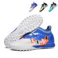 Turf Soccer Cleats, High-Top Knit Football Shoes, Letter Print Anti-Slip Training Sneakers for Artificial Turf-Hxh-ZJ889-1